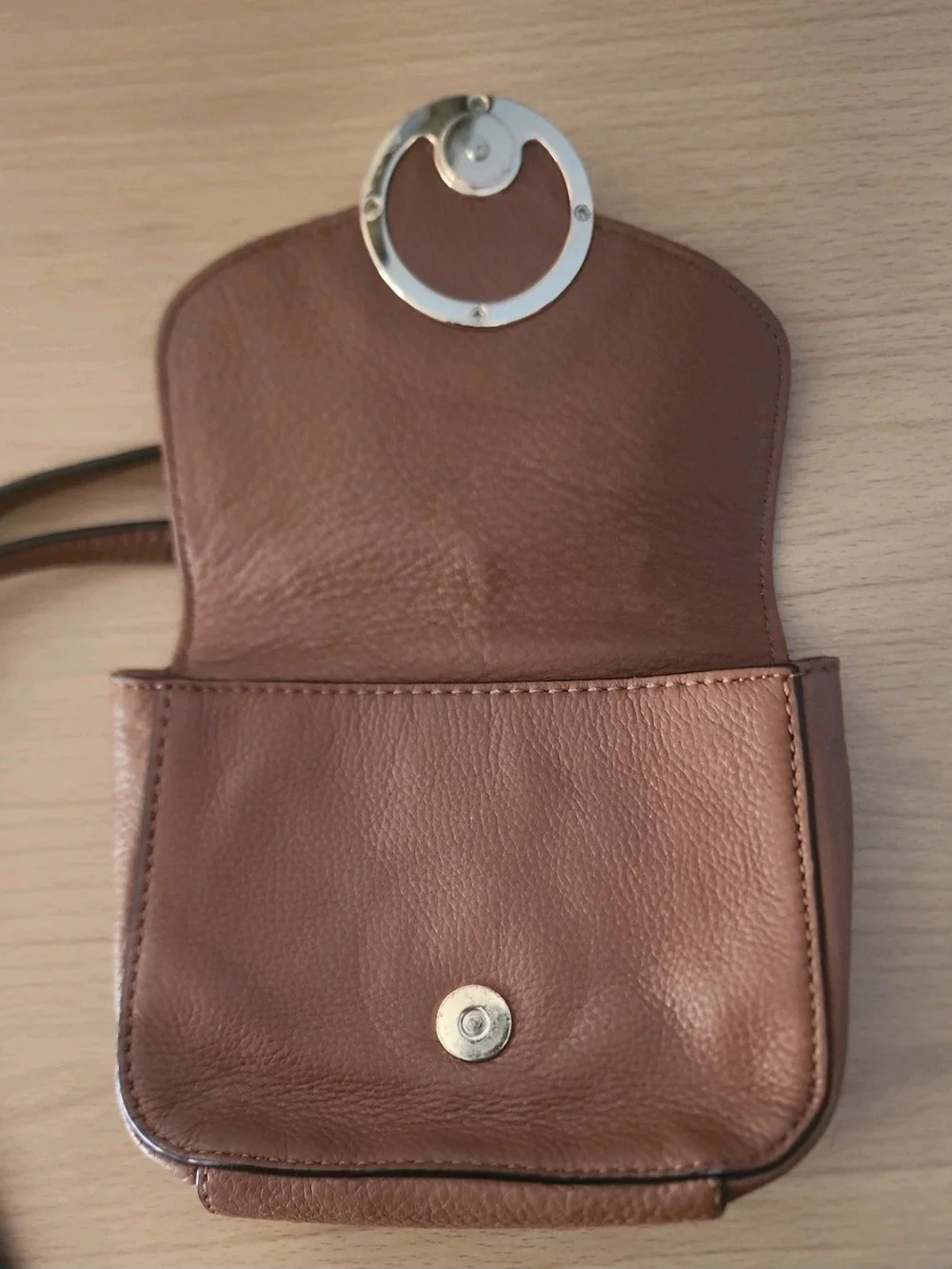 Michael Kors Brown Leather Crossbody with Gold MK Logo